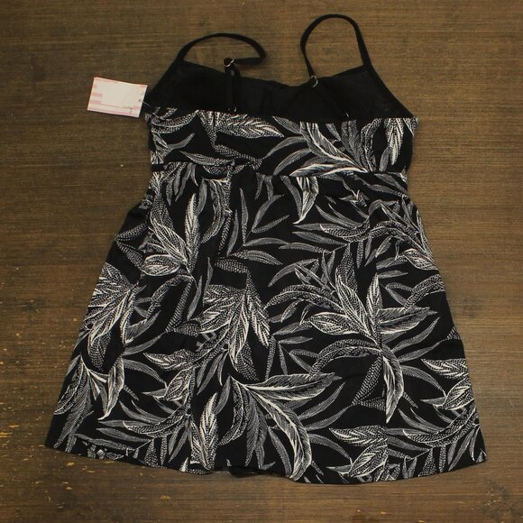 NWT Shape Solver One Piece Encounter Empire Leaf Swim Dress Black Multi 16 - Picture 5 of 7